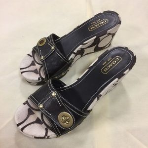 Two tone brown coach mules